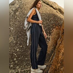 The Upside Navy Pinstripe Straight Leg Pants New Size XSmall.